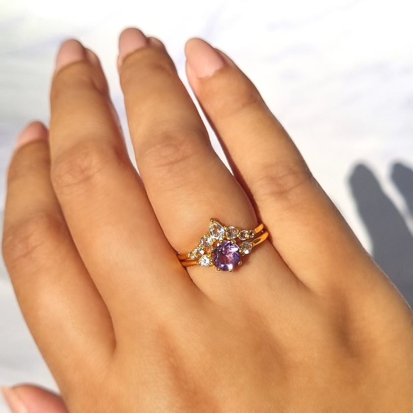 Selene Lavendel Amethyst Ring-Set in 18k Gold Vermeil