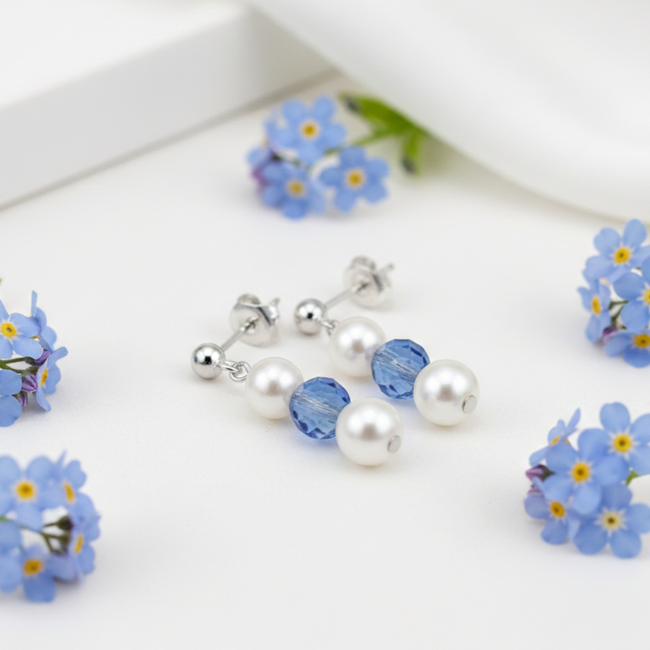 Sapphire & Pearl September Birthstone Earrings