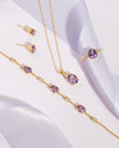 Komplettes Set - Amethystschmuckset in 18k Gold Vermeil