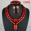 Nigerian Coral Jewellery Set | Necklace, Earrings & Bracelet | African Beads | Wedding