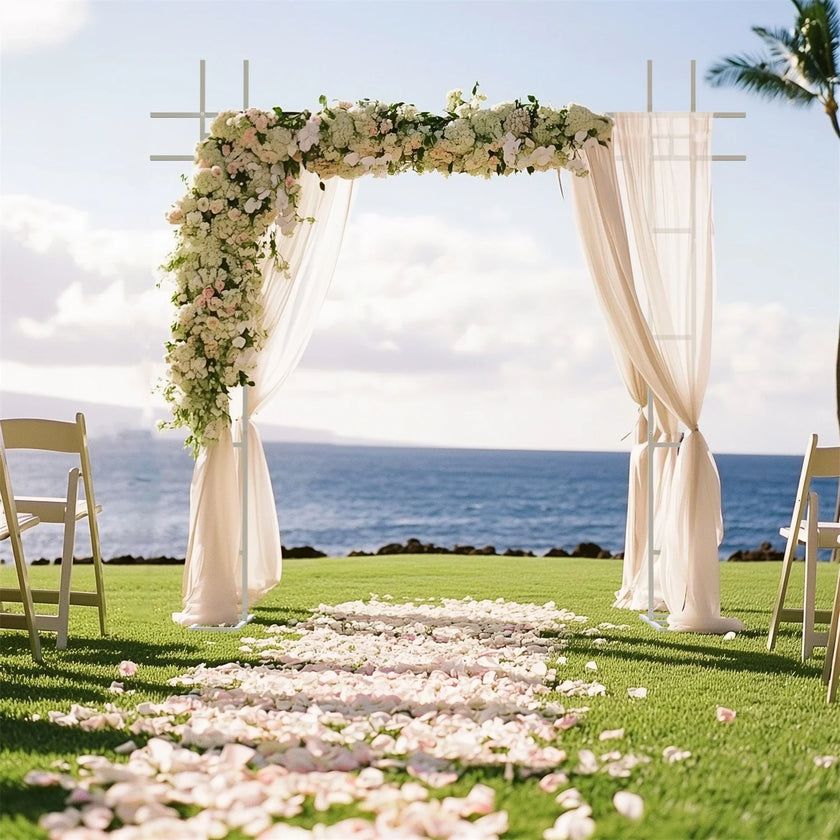 93 Inch Heavy Duty Wedding Arch Garden Plant Archway Backdrop Stand for Outdoor Party Ceremony