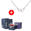Regalo de San Valentín 2024 Personalizado para Mujer Collar de Acero con Doble Corazón Grabado con Nombre Caja de Rosa Eterna Anillo de Boda