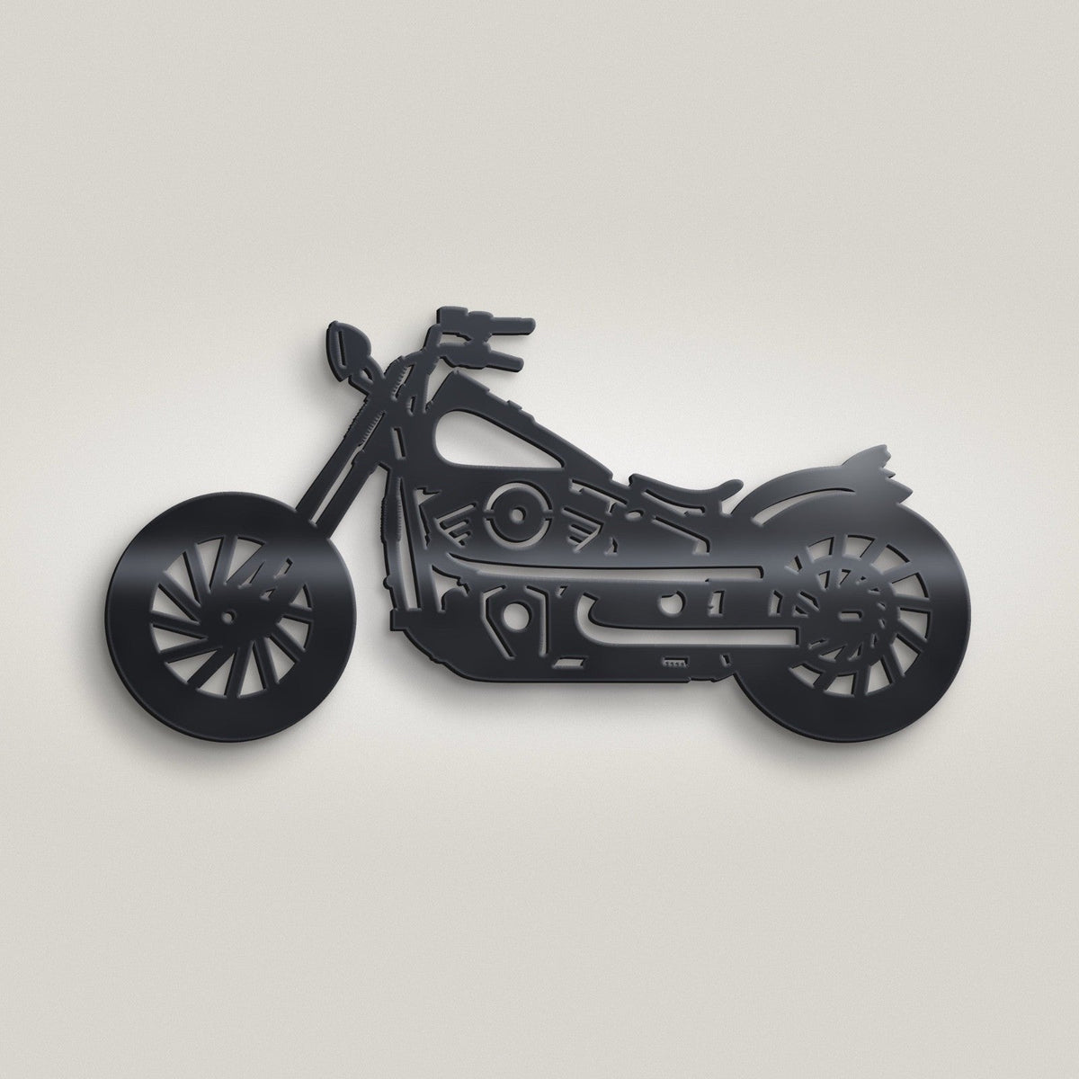 Classic Chopper Motorbike Metal Wall Art – 30cm | Gloss Black