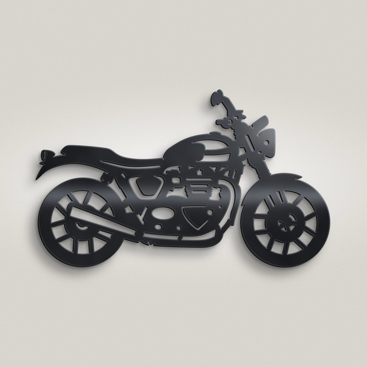 Modern Classic Motorbike Metal Wall Art – 30cm | Gloss Black