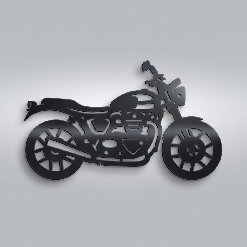 Modern Classic Motorbike Metal Wall Art – 30cm | Gloss Black