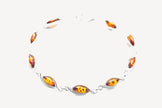 Silver Wave Amber Link Bracelet
