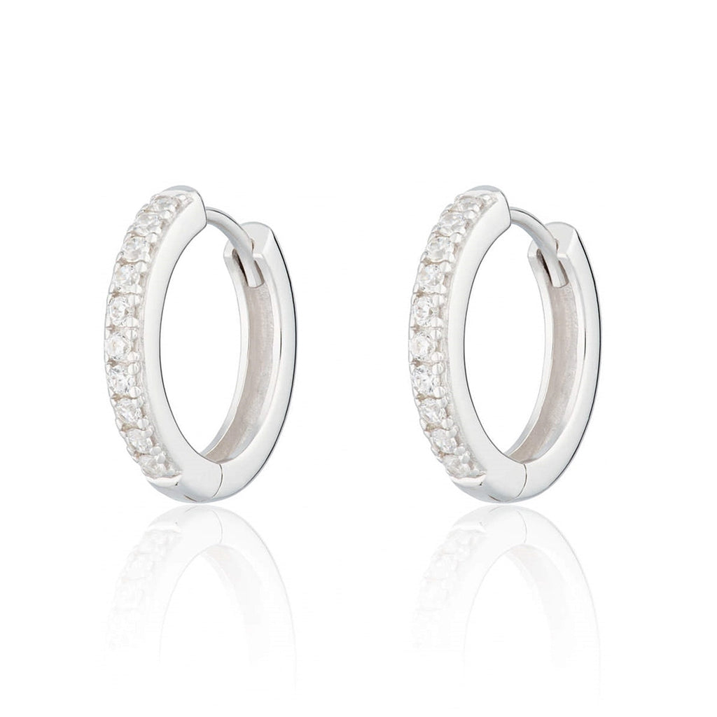 Large Huggie Earrings with Clear Stones
