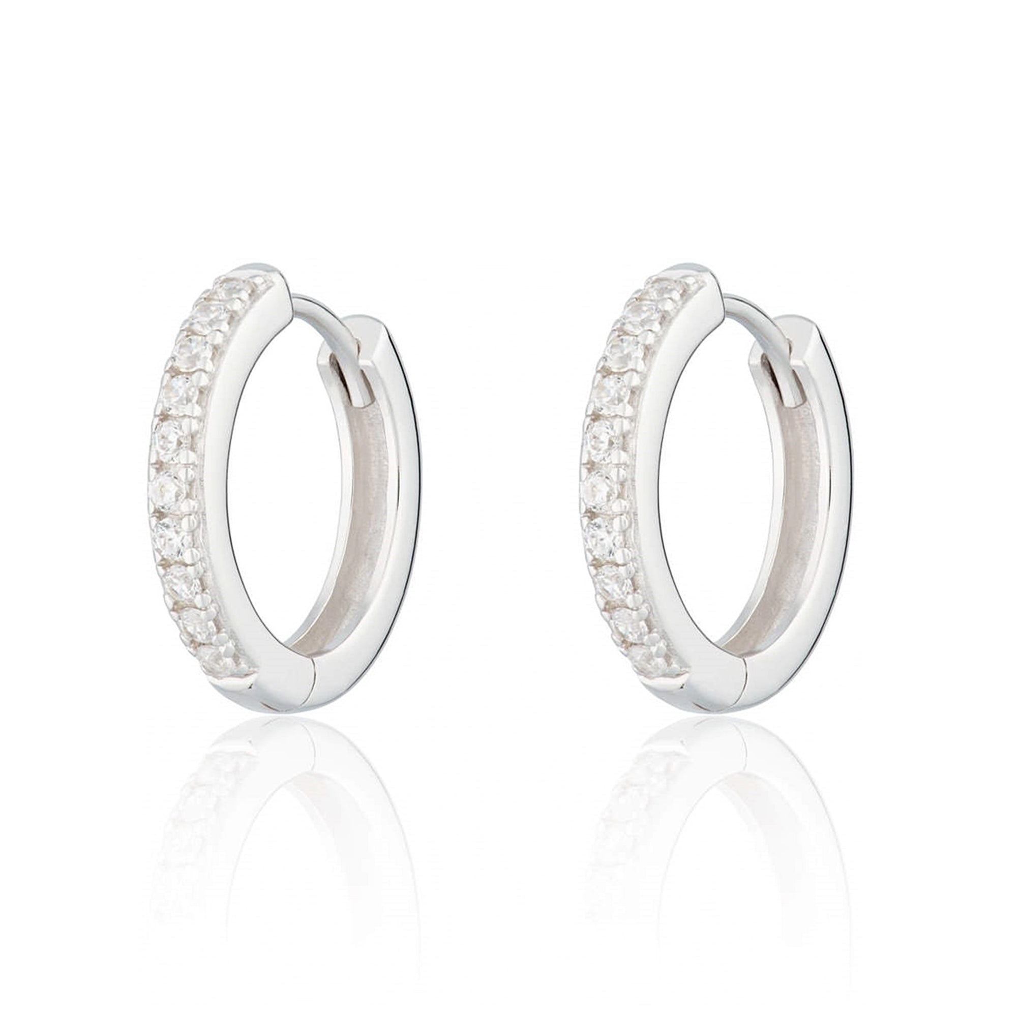 Large Huggie Earrings with Clear Stones