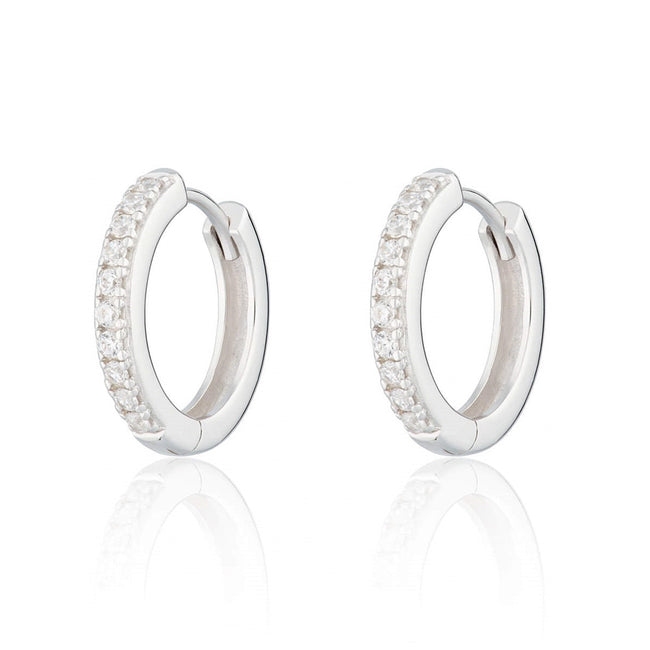 Pendientes Huggie Grandes con Piedras Transparentes