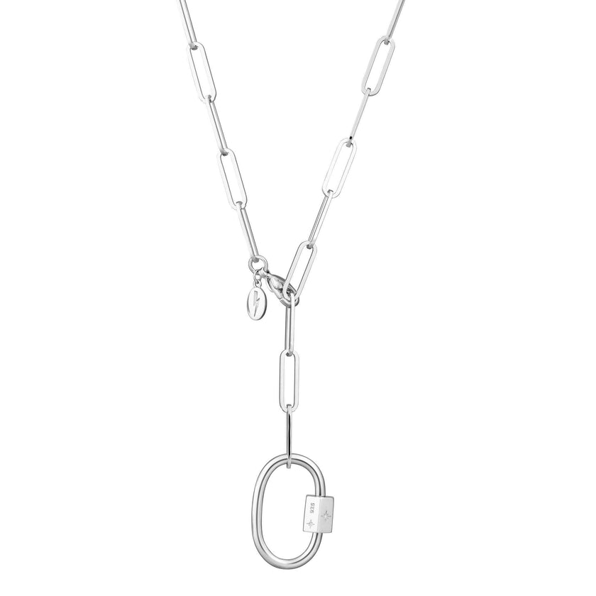 Oval Carabiner Long Link Chain Necklace