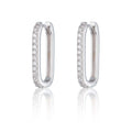Oval Hoop Earrings with Clear Stones