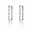 Oval Hoop Earrings with Clear Stones