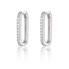 Oval Hoop Earrings with Clear Stones