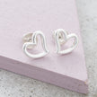 Open Heart Silver Stud Earrings
