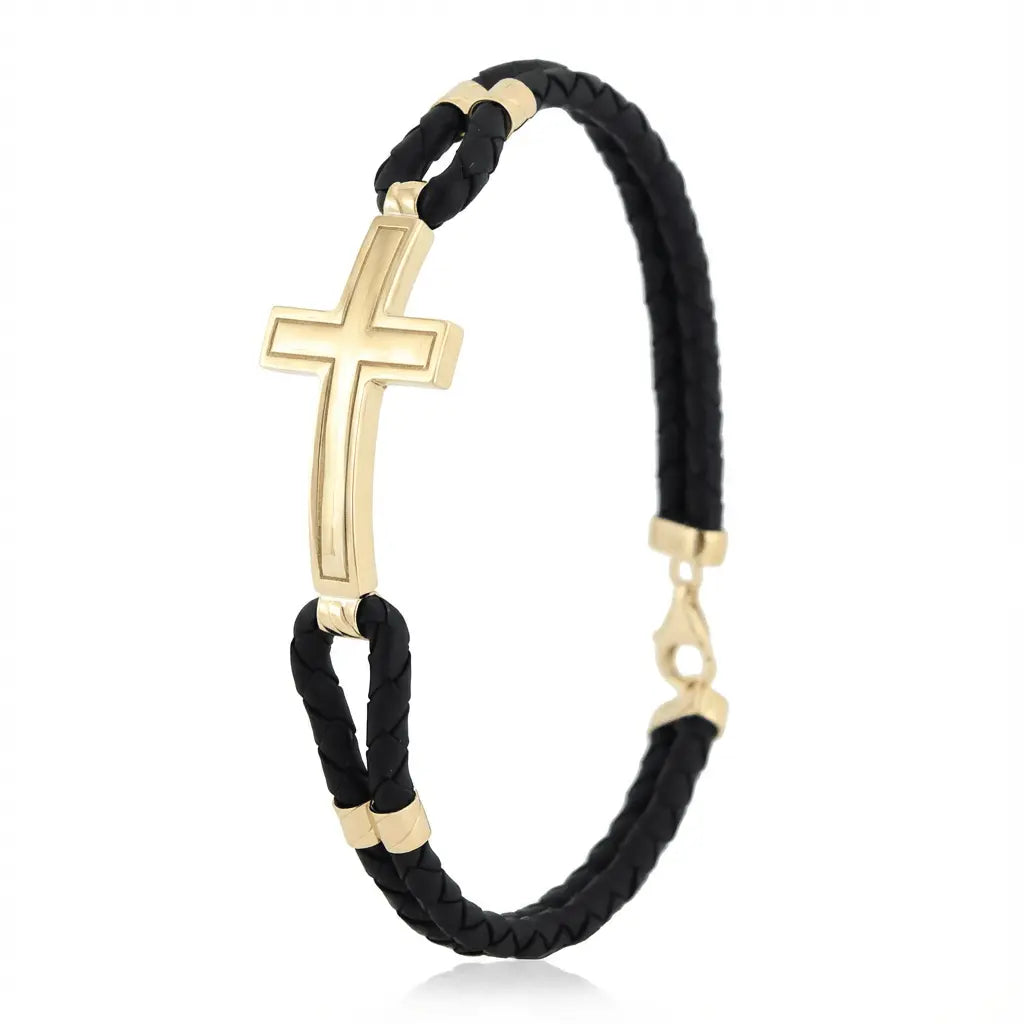 Sleek Cross Braided Gold Bracelet