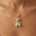 14K Better Gold Teddy Pendant with Sparkling Stones - Luxury Charm in a Playful Design