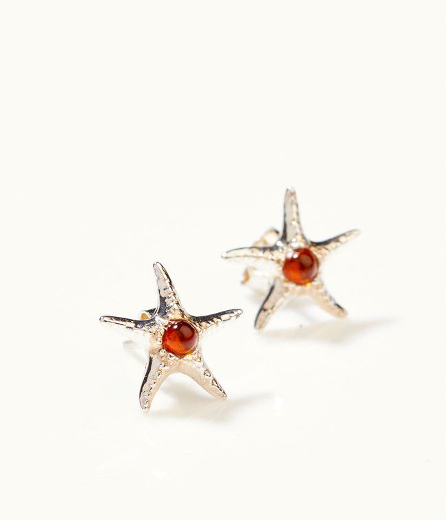 Amber Starfish Stud Earrings
