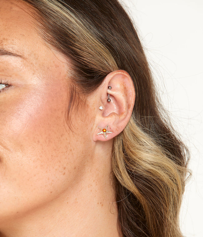 Amber Starfish Stud Earrings
