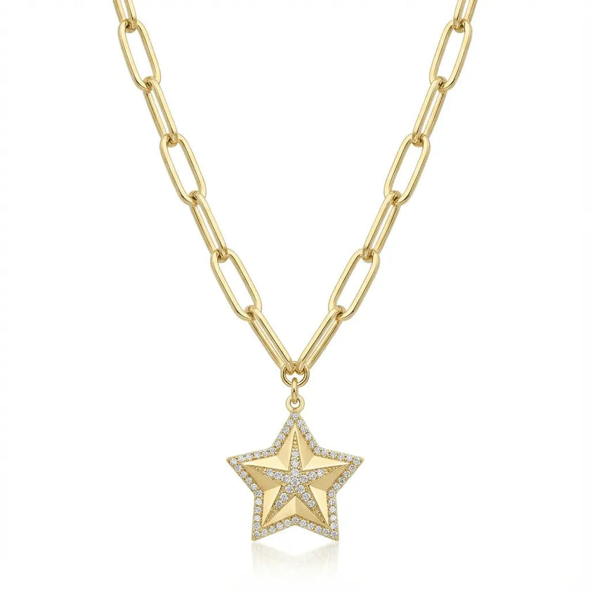 Solid Gold Necklace – Starlight Link Chain – 14ct Gold