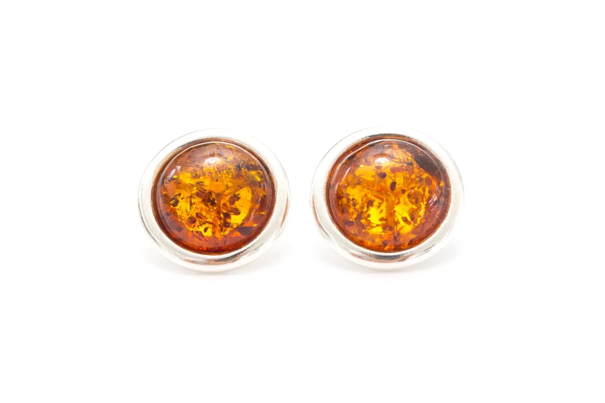 Statement Round Amber Stud Earrings