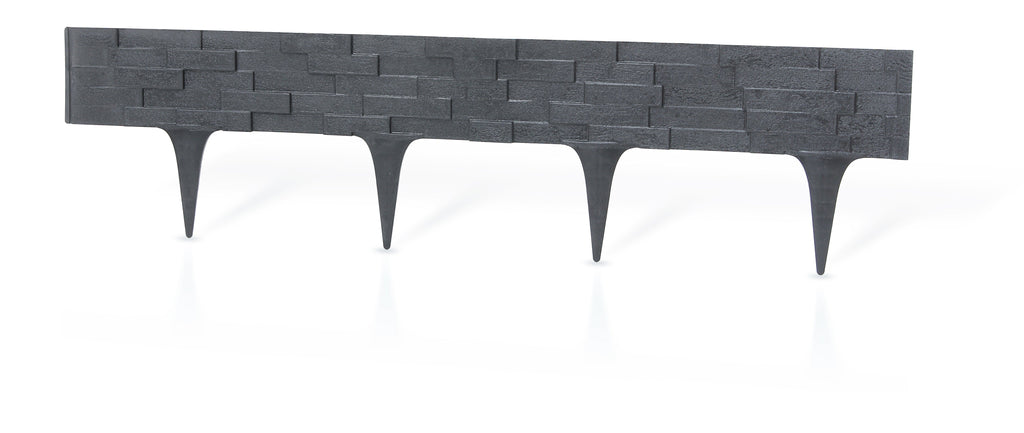 Lawn Edging, Plastic Palisade Slate Effect, 2.38m, Gray
