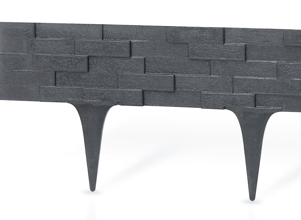Lawn Edging, Plastic Palisade Slate Effect, 2.38m, Gray