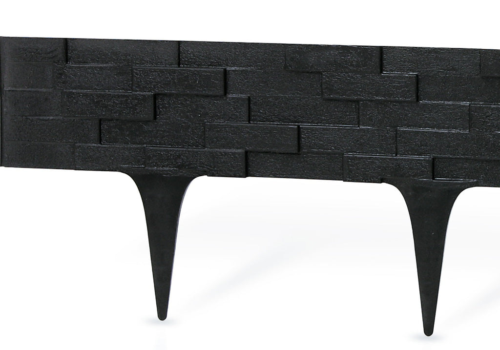 Lawn Edging, Plastic Palisade Slate Effect, 2.38m, Black