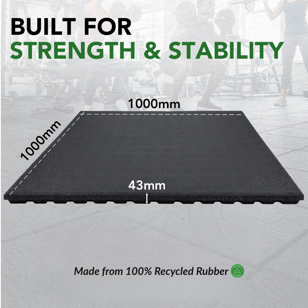 Baldosas de suelo de gimnasio de goma antichoque PRO de 43 mm