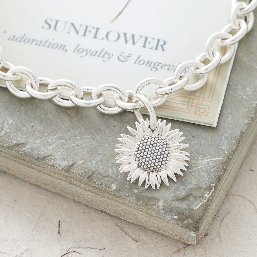 Sunflower Silver Charm Bracelet