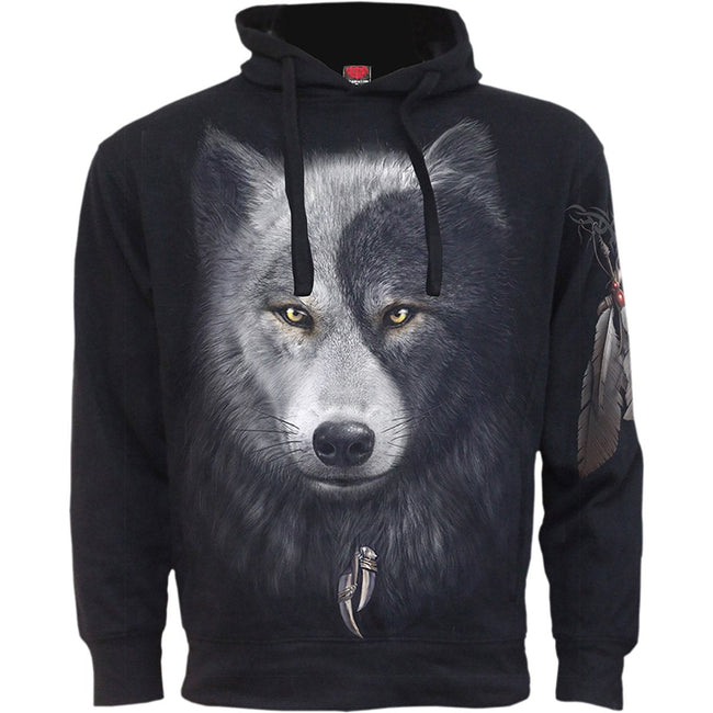 WOLF CHI - Sudadera con Capucha y Bolsillo Lateral Negra