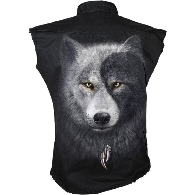 WOLF CHI - Ärmellose Stone Washed Worker Schwarz