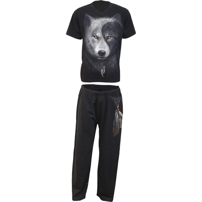 WOLF CHI - Conjunto de pijama gótico de 4 piezas para hombre