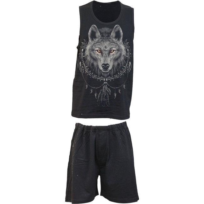 WOLF CHI - Conjunto de pijama gótico de 4 piezas para hombre