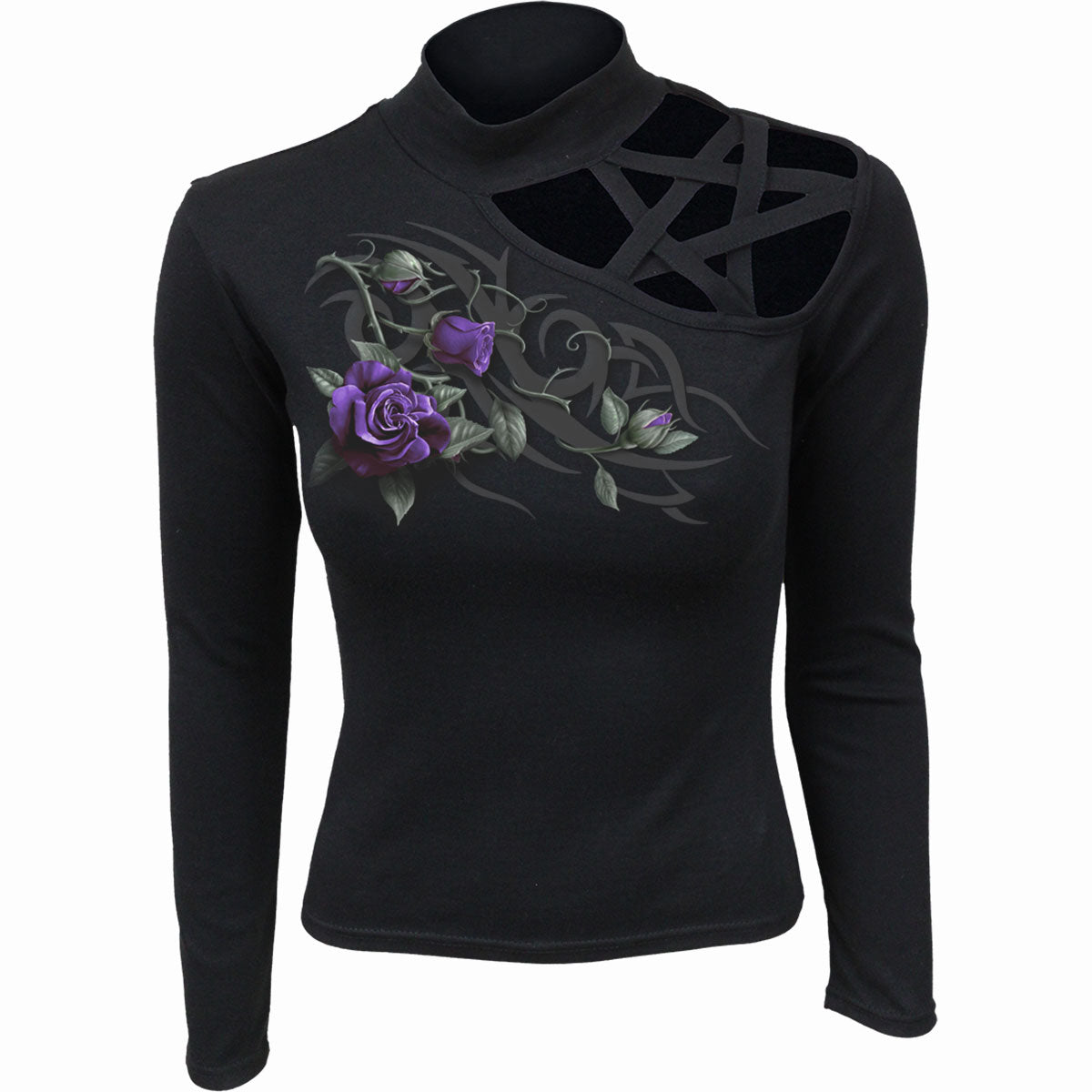 TRIBAL ROSE - Pentagram Shoulder Longsleeve Top