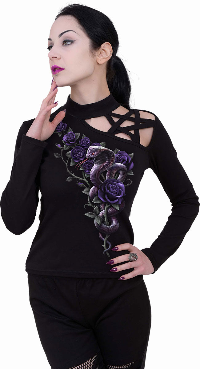 COBRA ROSES - Pentagram Shoulder Longsleeve Top