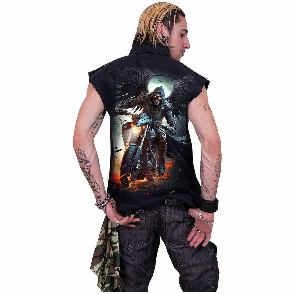 NIGHT RIDER - Ärmelloser, stonewashed Arbeits-Body Schwarz
