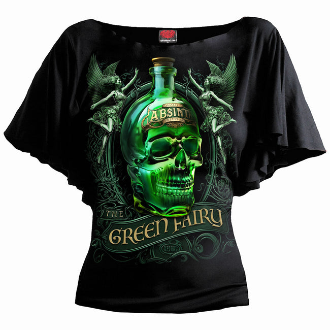THE GREEN FAIRY - Top met boothals en vleermuismouwen Zwart