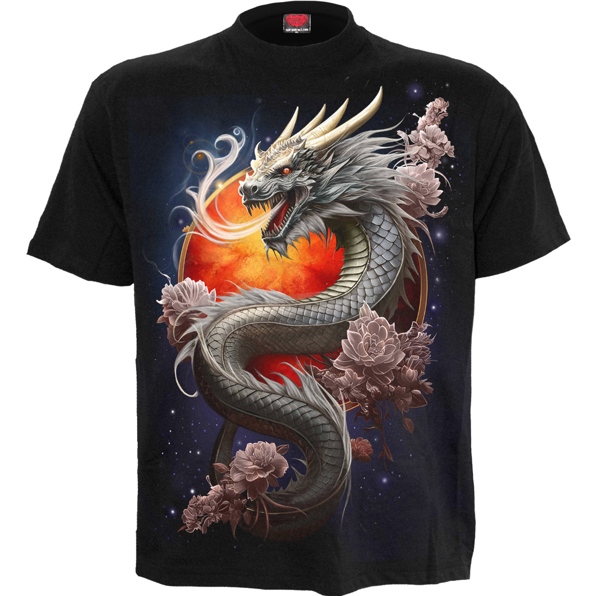 SUN DRAGON - Front Print T-Shirt Black