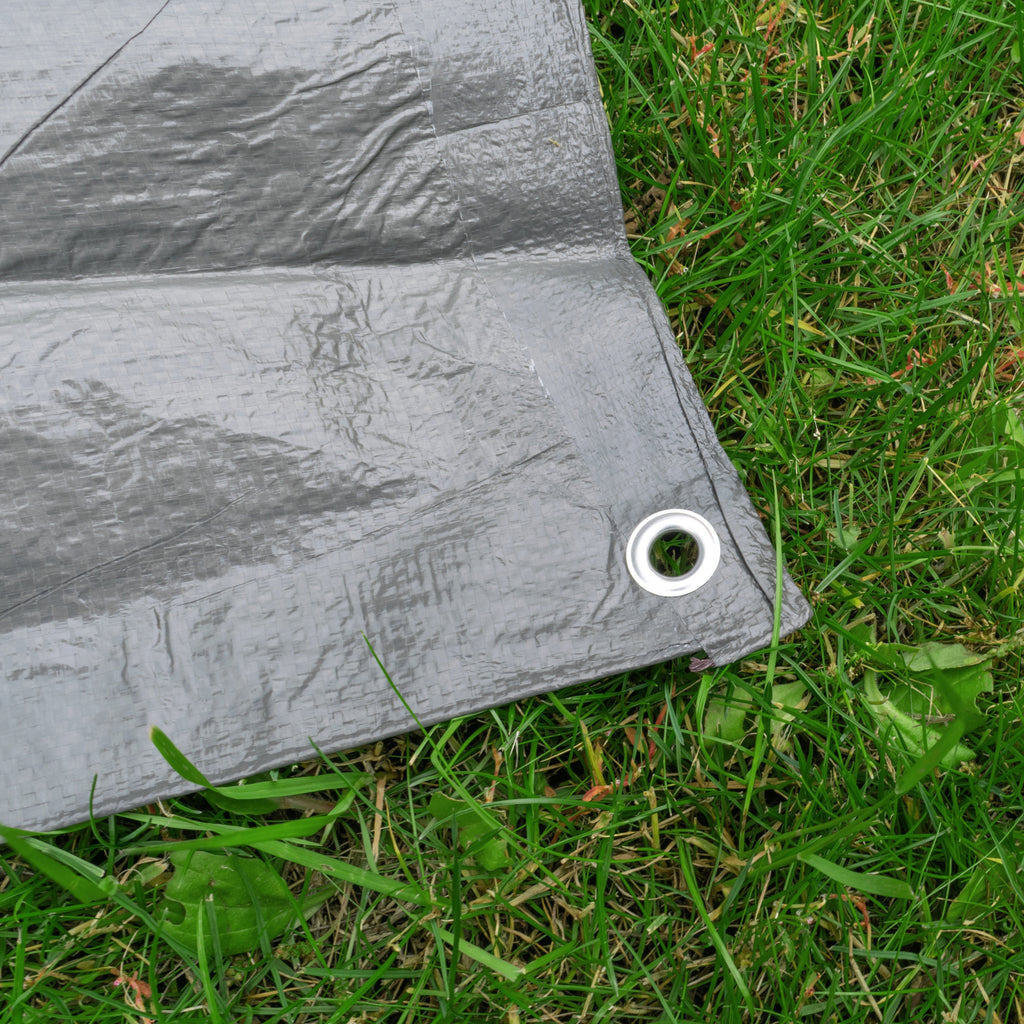 Grey S-Grade Tarpaulin with 10 x Bungee Balls (Black)