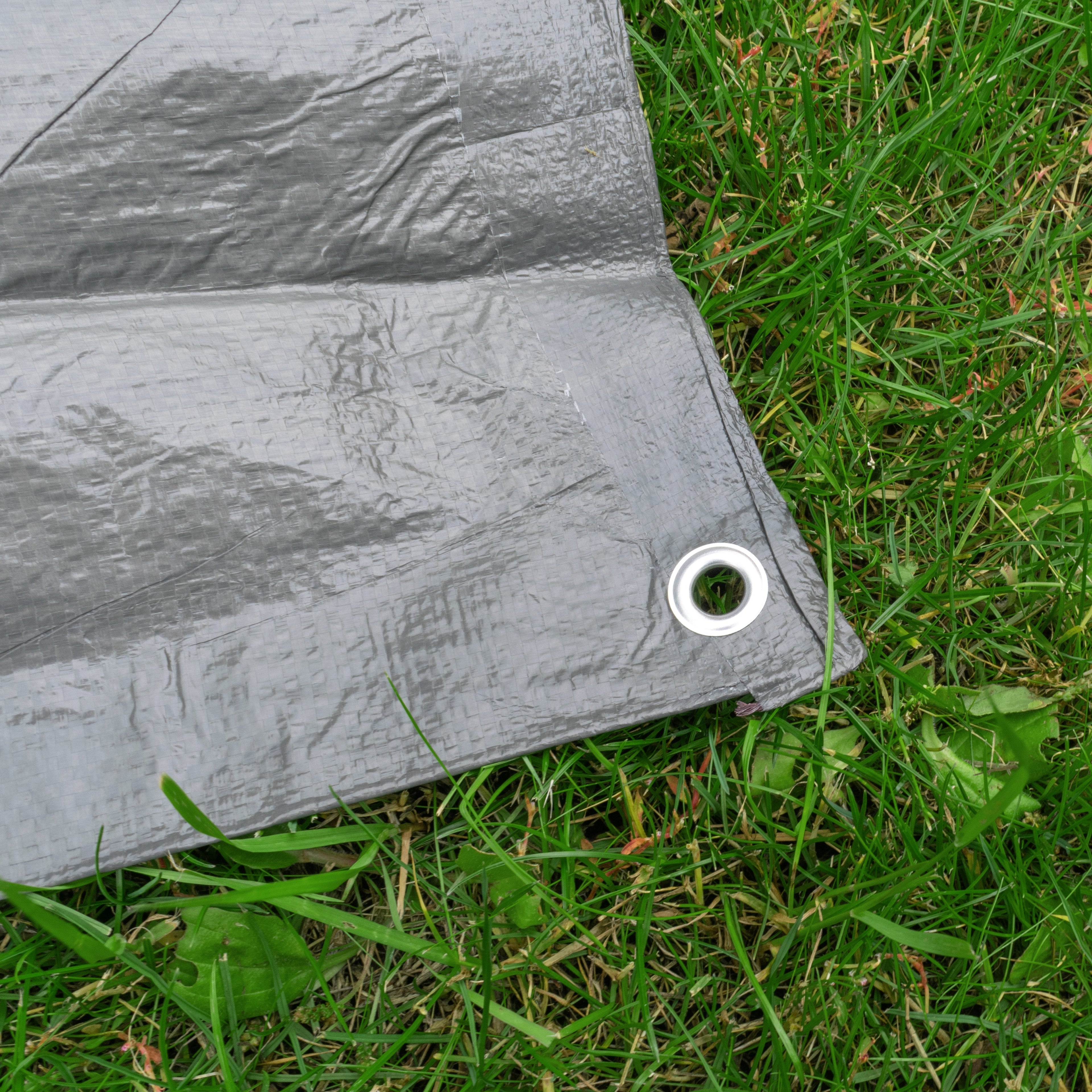 Grey S-Grade Tarpaulin with 20 x 4" Bungee Balls (White)