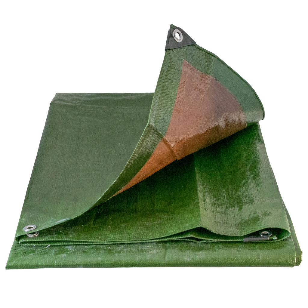 Green/Brown L-Grade Tarpaulin 6m x 8m