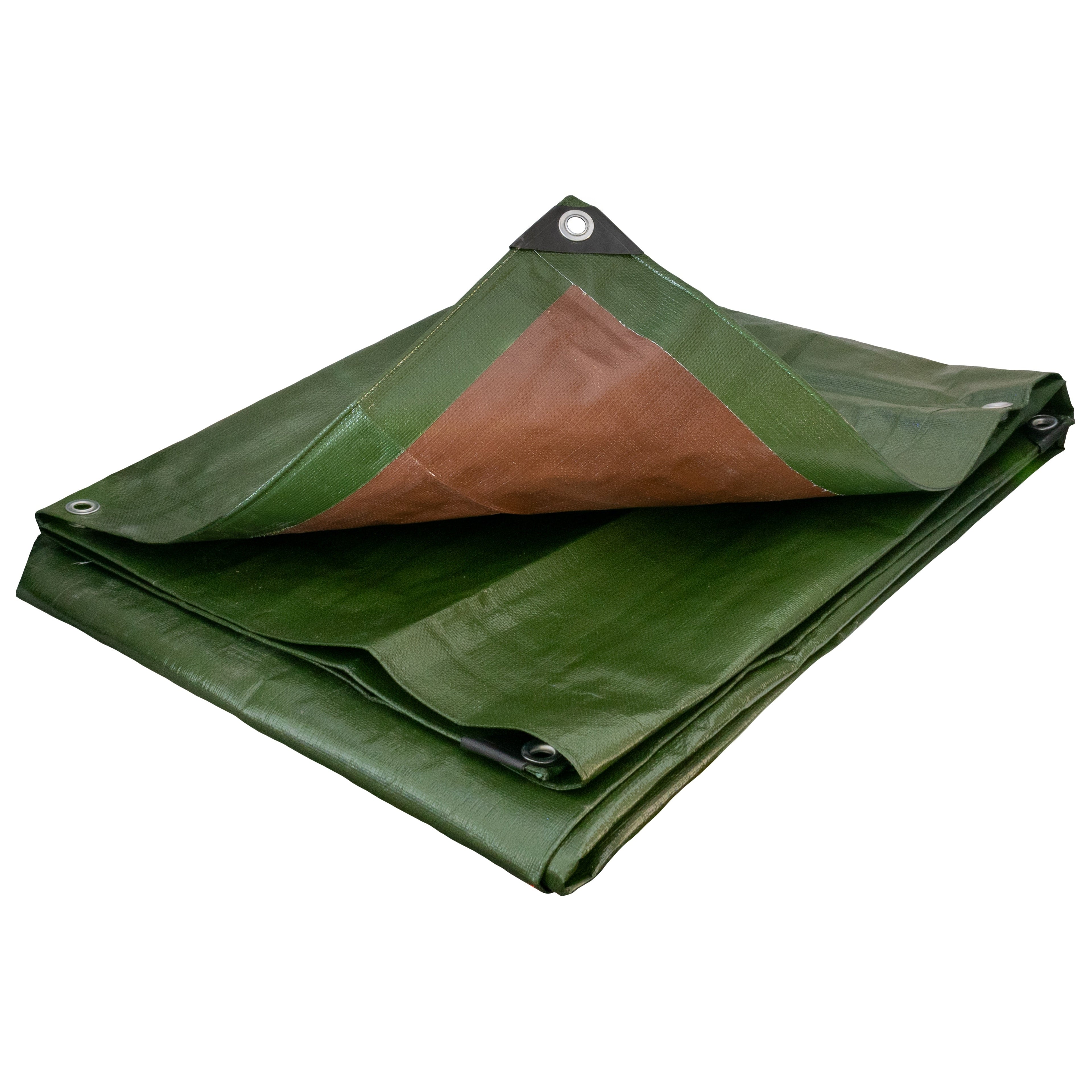 Green/Brown L-Grade Tarpaulin with 10 Metres of 8mm Bungee Rope
