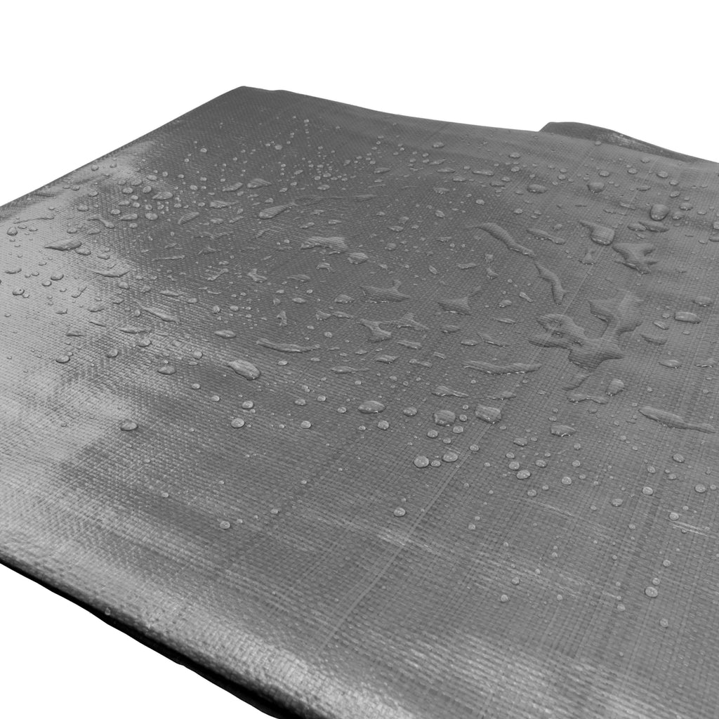 Grey L-Grade Tarpaulin with 10m of 6mm Bungee Rope and 10 x Slide Type Tarp Clips