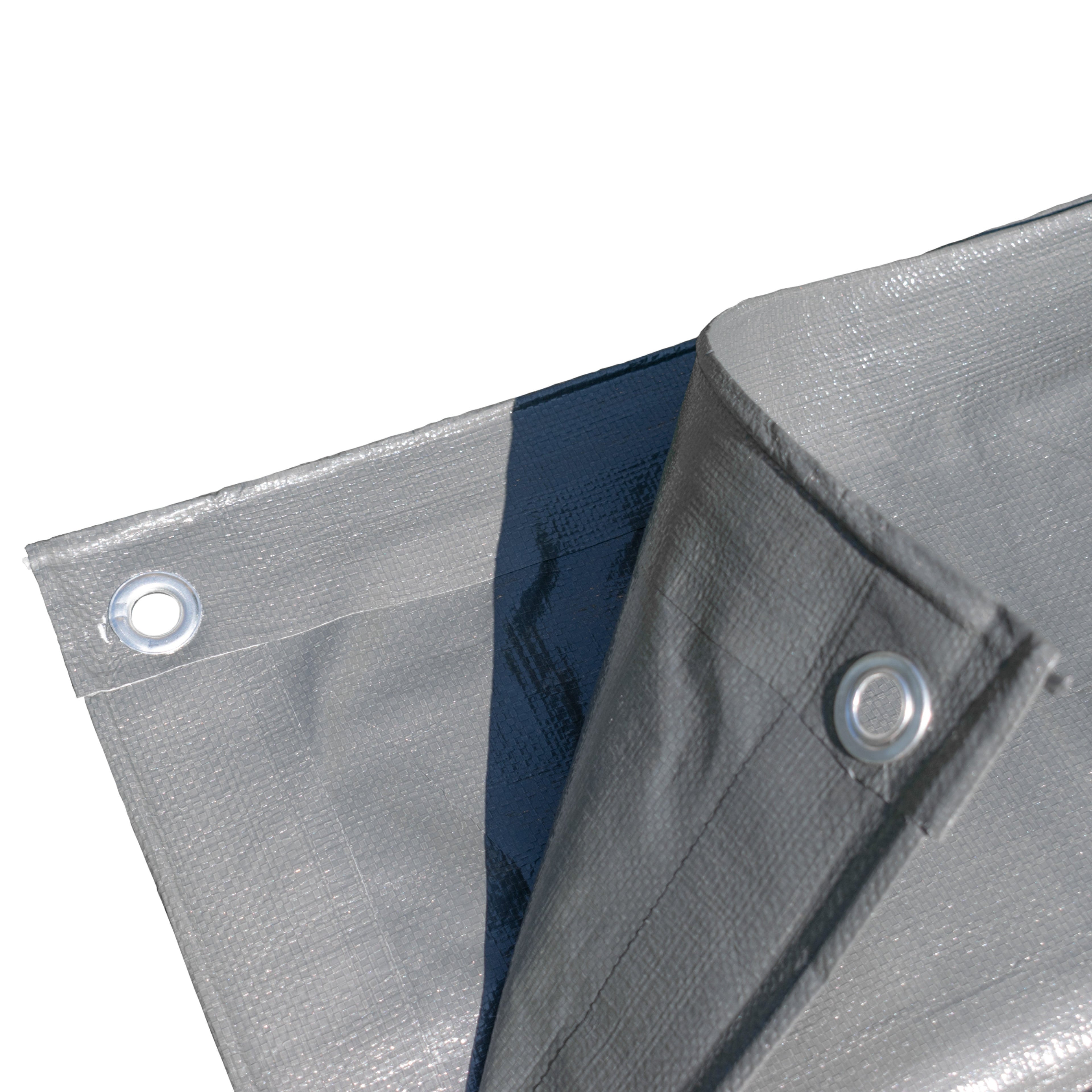 Grey L-Grade Tarpaulin with 10 x 6" Bungee Balls (Black) and 10 x Screw Type Tarp Clips