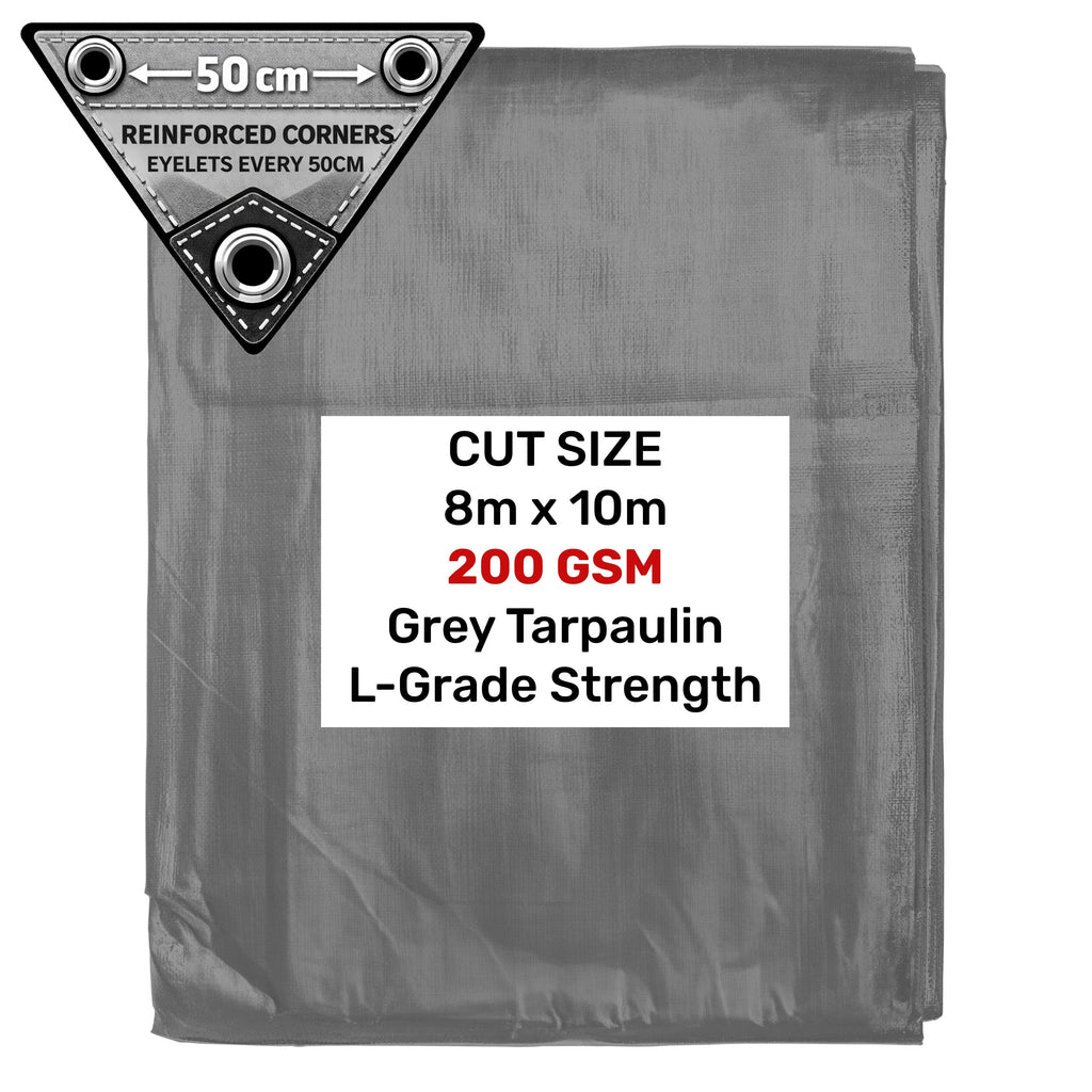 Grey L-Grade Tarpaulin 8m x 10m
