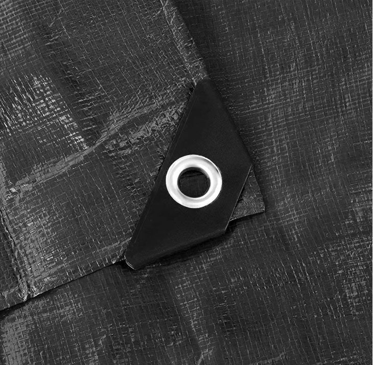 Black/Silver L-Grade Tarpaulin with 20 x 6" Bungee Balls (White)