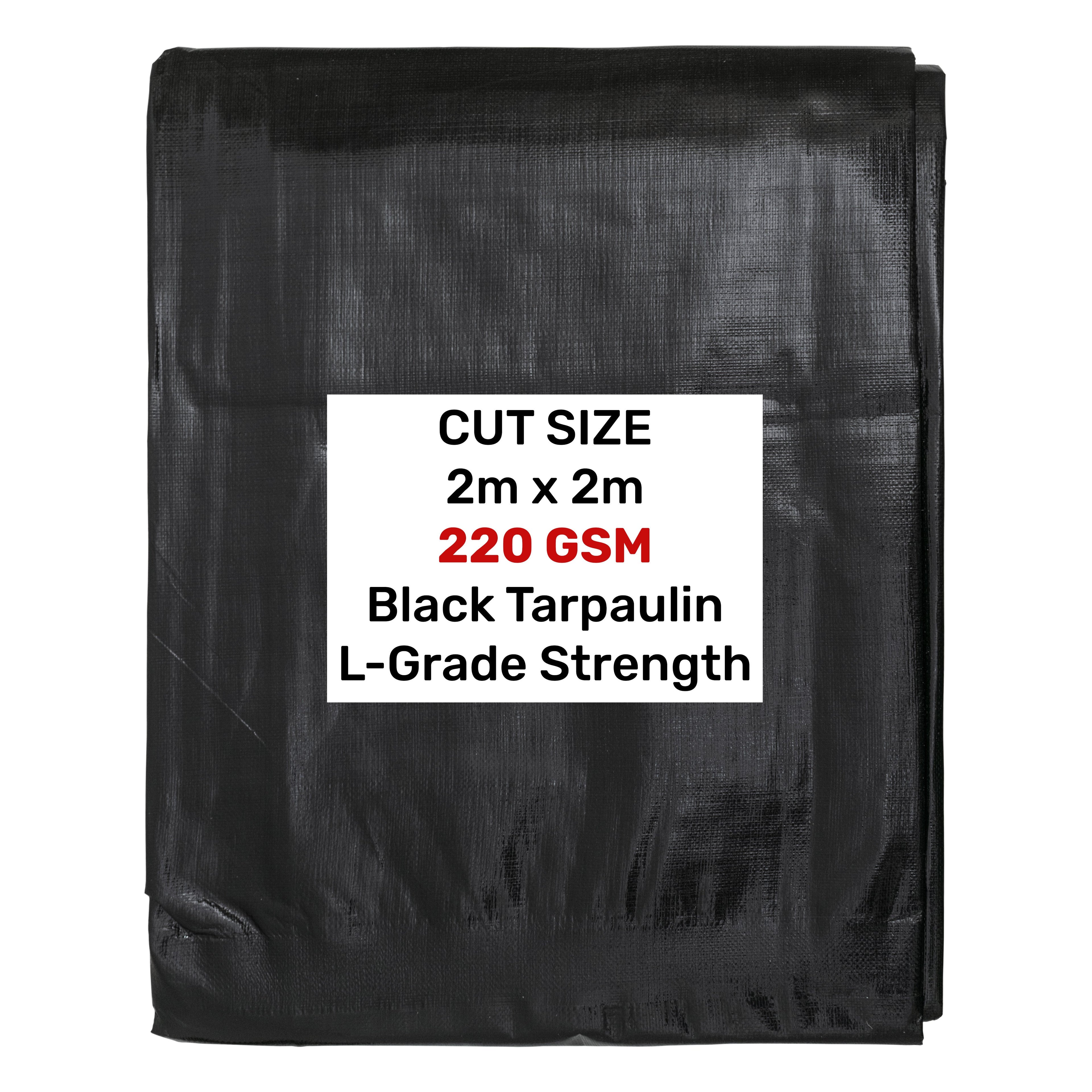 Black/Silver L-Grade Tarpaulin 2m x 2m
