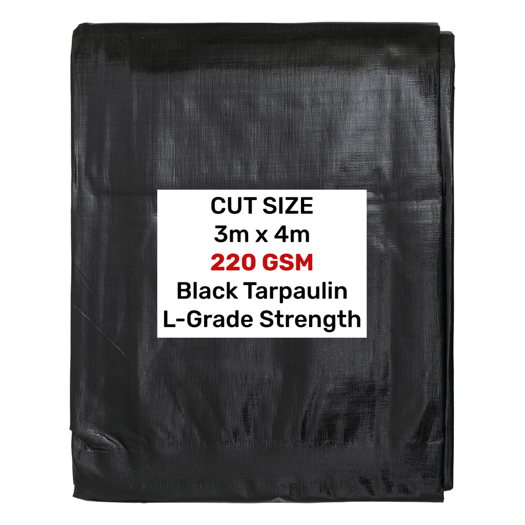 Black/Silver L-Grade Tarpaulin 3m x 4m