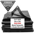 Black/Silver L-Grade Tarpaulin 2m x 3m