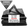 Black/Silver L-Grade Tarpaulin 6m x 8m
